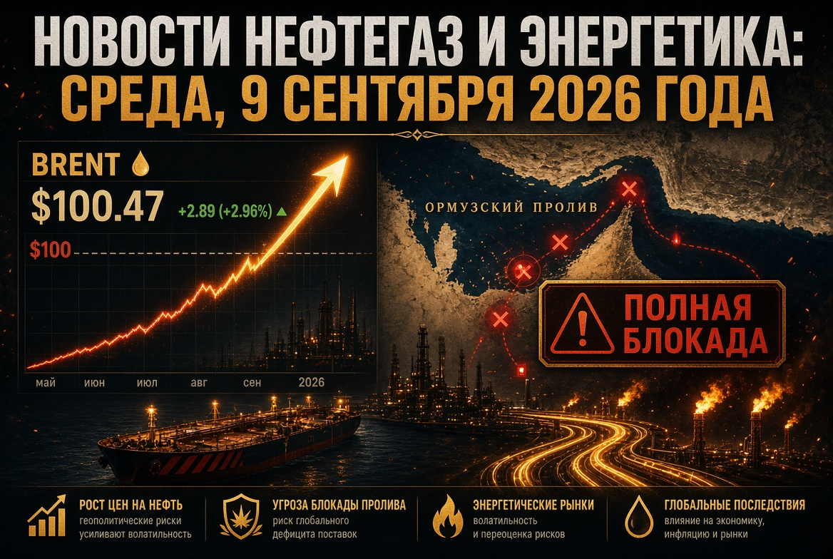 Berita Minyak dan Gas serta Energi: Rabu, 9 September 2026 — Brent Menyerbu $100 di Tengah Ancaman Pemblokiran Lengkap Selat Hormuz