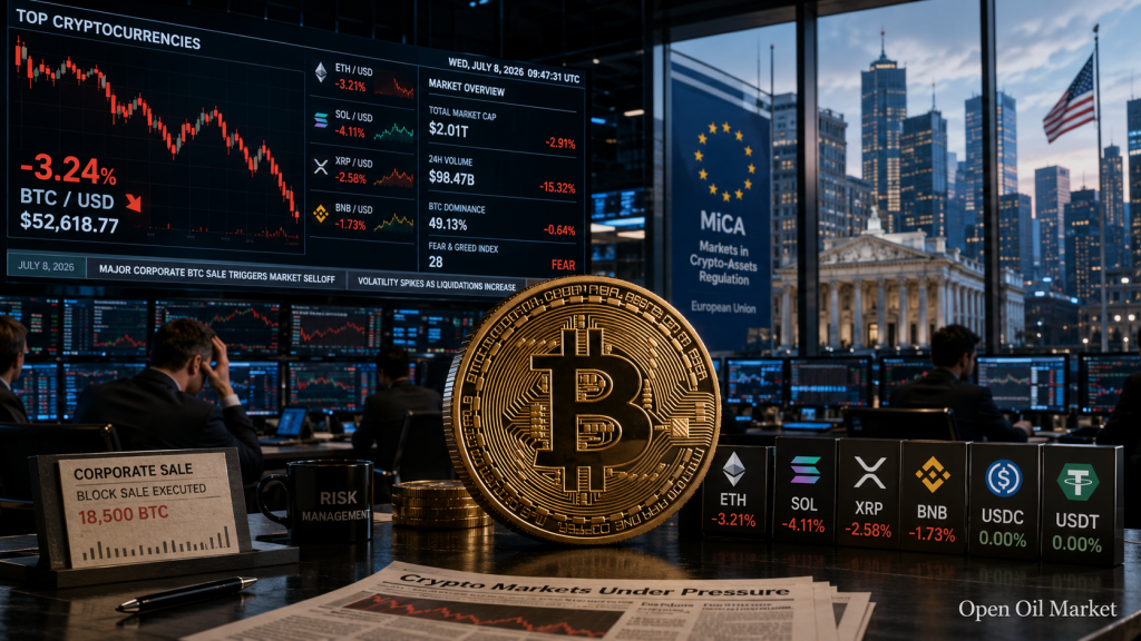 Berita Cryptocurrency, Rabu 8 Juli 2026: Bitcoin di Bawah Tekanan Strategi dan Aturan MiCA yang Baru