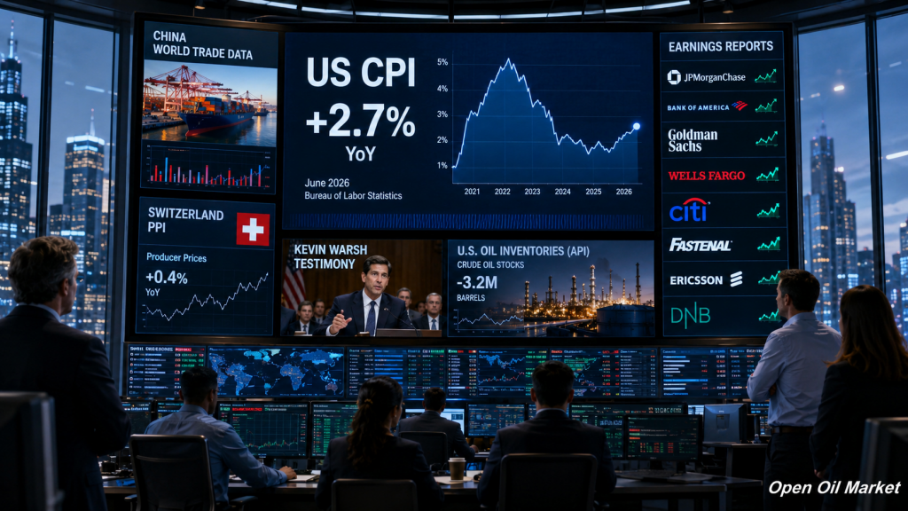 Pasar Global 14 Juli 2026 — CPI AS, Statistik Cina, Cadangan Minyak API, dan Laporan JPMorgan, Bank of America, Goldman Sachs, Wells Fargo, serta Citigroup.
