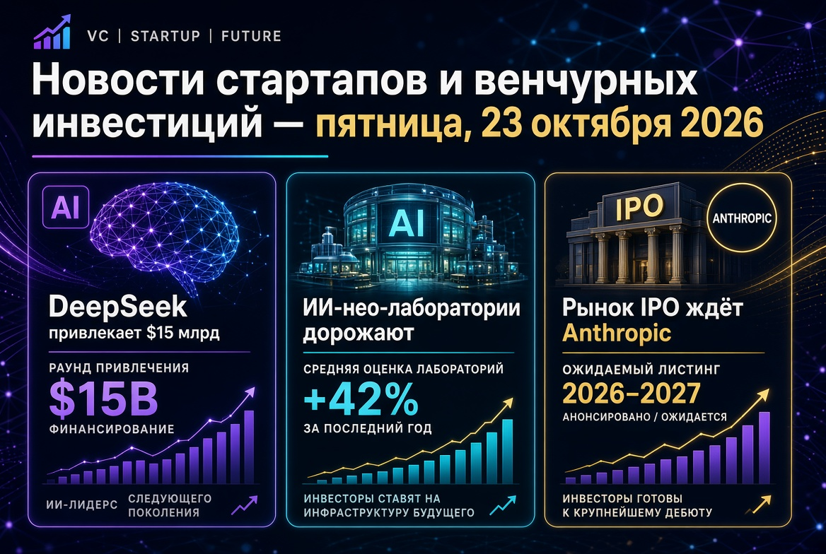 Berita Startup dan Investasi Ventura — Jumat, 23 Oktober 2026: DeepSeek menarik $15 miliar, Laboratorium AI Neo meningkat, dan pasar IPO menanti Anthropic