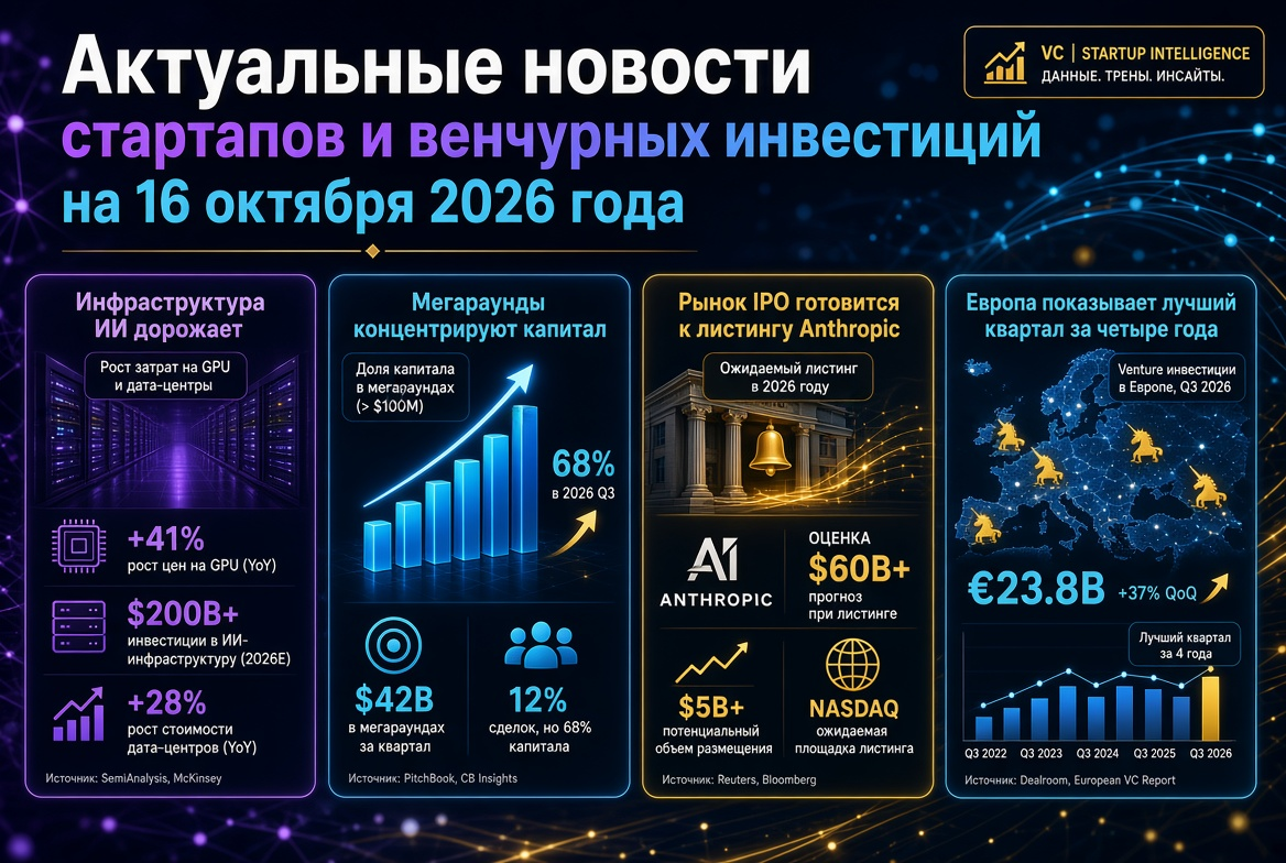 Berita Terkini Startup dan Investasi pada 16 Oktober 2026: Infrastruktur AI Meningkat, Mega Putaran Memusatkan Modal, Pasar IPO Siap untuk Pencatatan Anthropic, dan Eropa Menunjukkan Kuartal Terbaik dalam Empat Tahun