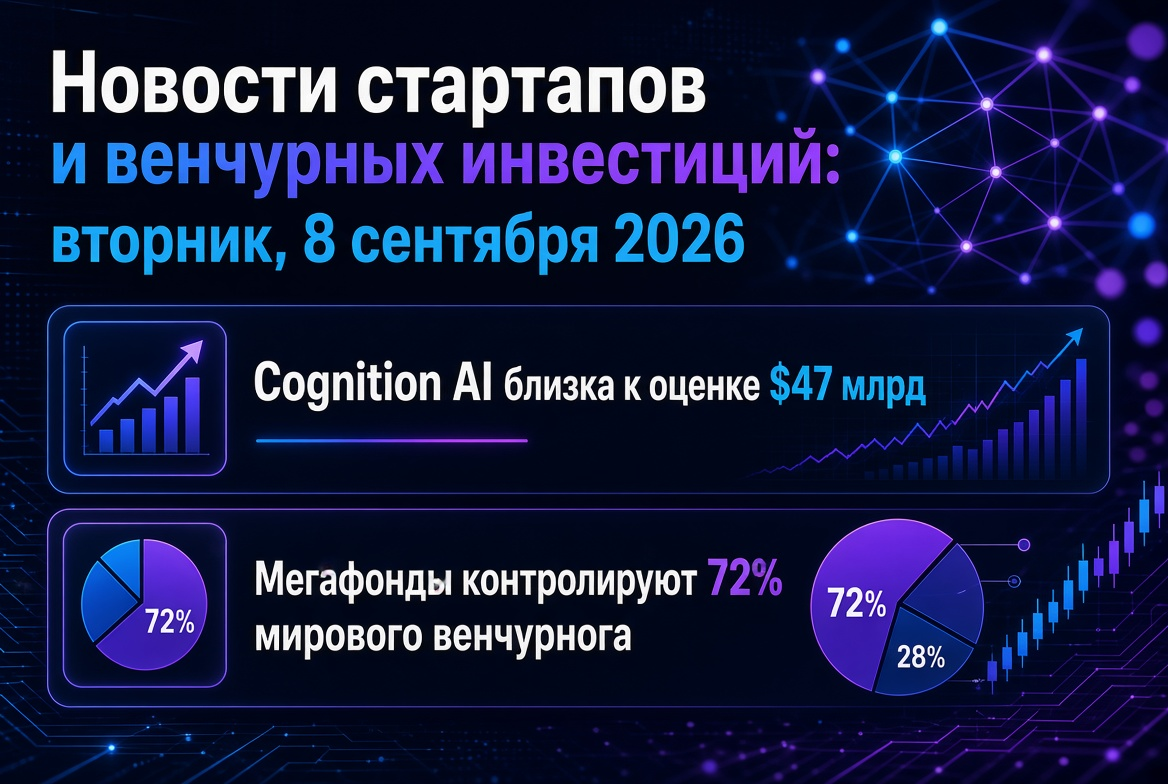 Berita Startup dan Investasi Ventura: Selasa, 8 September 2026 — Cognition AI hampir mencapai valuasi $47 miliar, sementara mega-fund mengontrol 72% pasar ventura global.