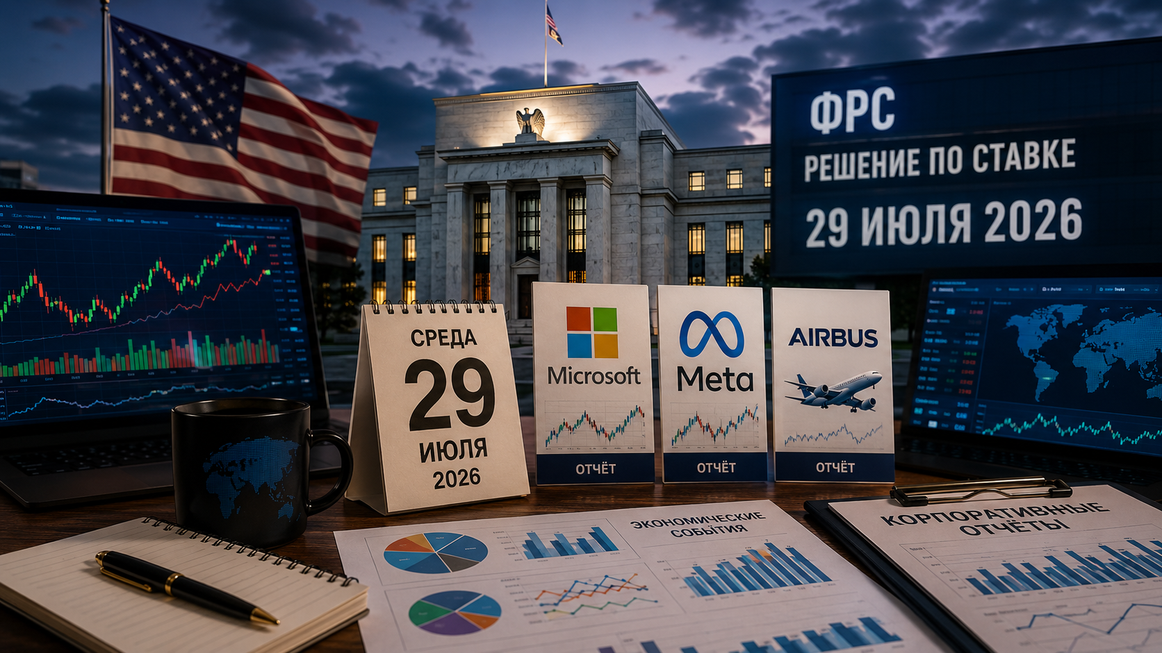 Peristiwa Ekonomi dan Laporan Korporat: Hari Rabu, 29 Juli 2026 — Keputusan Federal Reserve tentang Suku Bunga, Laporan Microsoft, Meta, dan Airbus