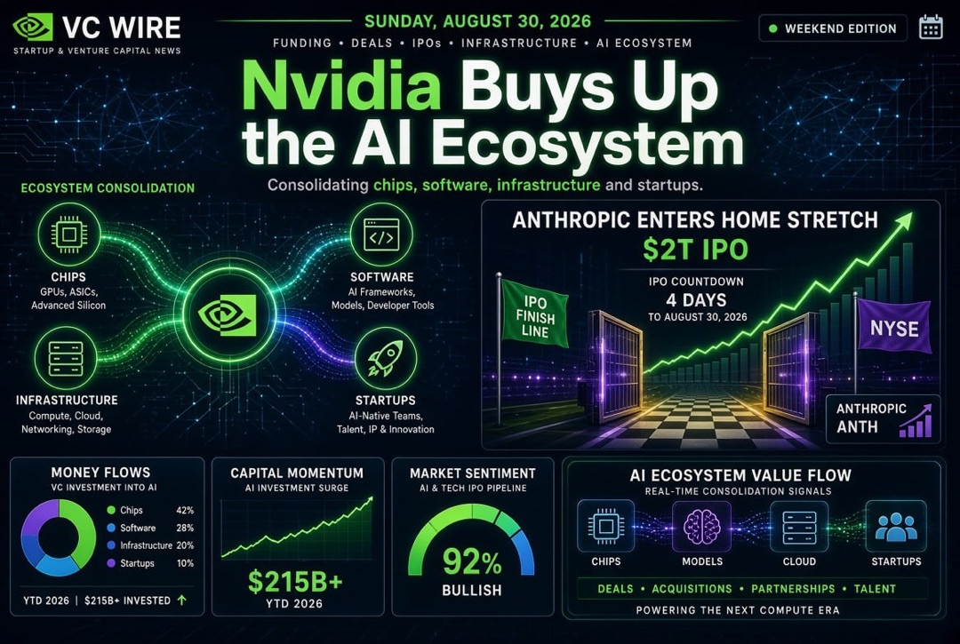 Berita tentang Startup dan Investasi Ventura - Minggu, 30 Agustus 2026: Nvidia Mengakuisisi Ekosistem AI, Anthropic Menuju IPO $2 Triliun