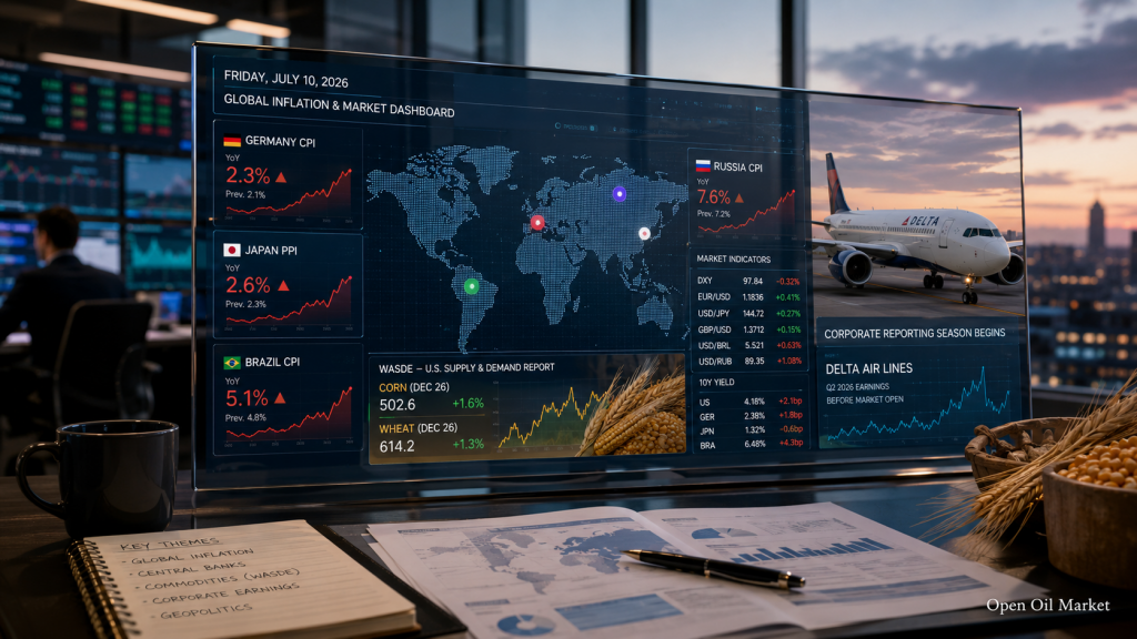 Inflasi Jerman, Rusia dan Brasil, PPI Jepang, WASDE dan Laporan Delta Air Lines — Peristiwa Utama 10 Juli 2026