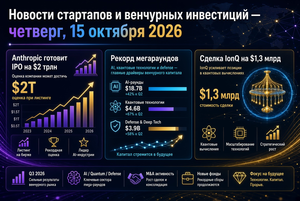 Berita Startup dan Investasi Ventura — Kamis, 15 Oktober 2026: Anthropic Menyiapkan IPO Senilai $2 Triliun, Rekor Mega Round dan Kesepakatan IonQ Senilai $1,3 Miliar