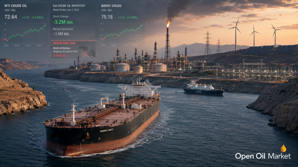 Berita Minyak dan Gas serta Energi — Rabu, 8 Juli 2026: Risiko Hormuz, Cadangan EIA dan Pasar Produk Minyak