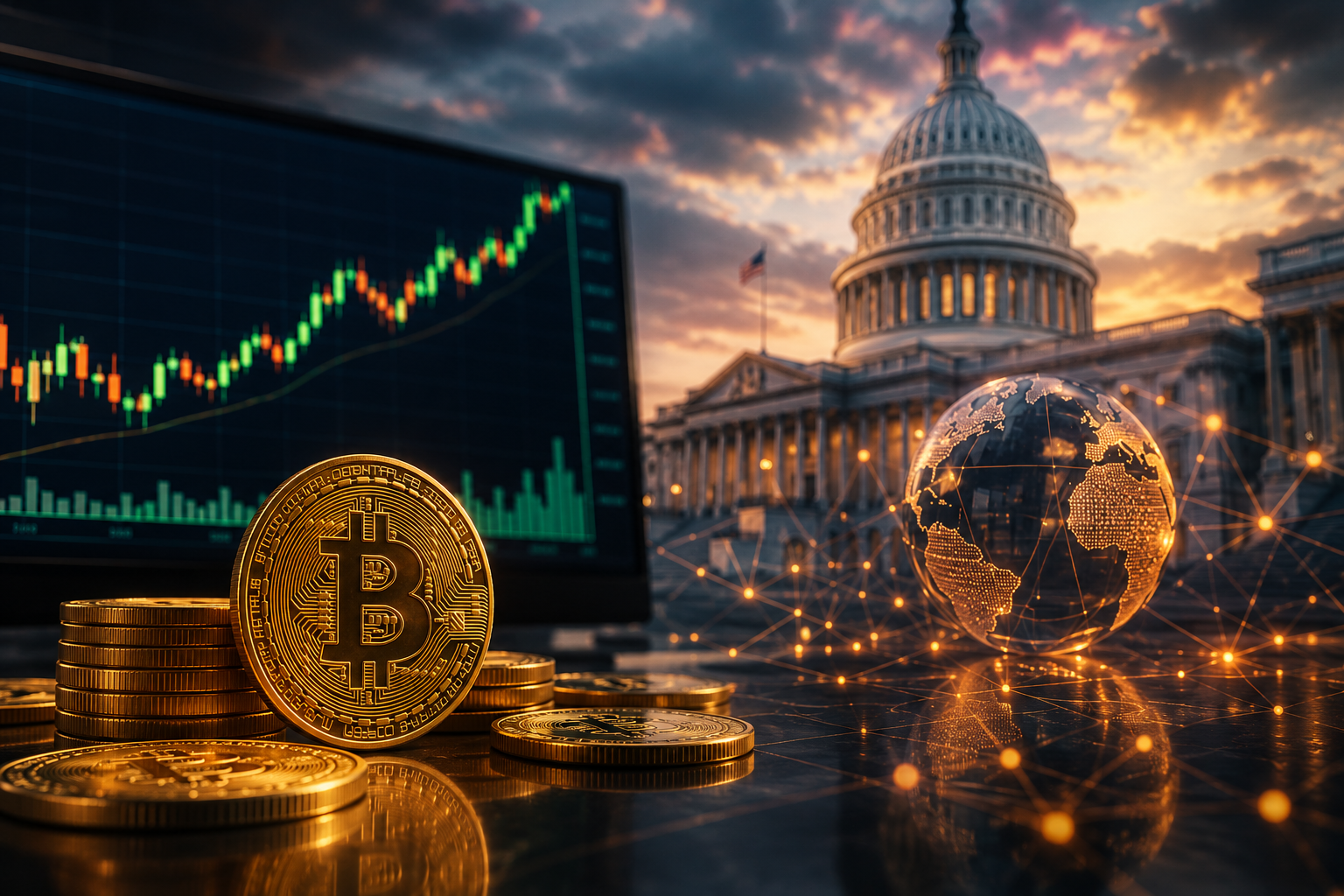 Berita Cryptocurrency: Kamis, 6 Agustus 2026 - Bitcoin menetap di atas $64.000, Senat AS mengajukan CLARITY Act untuk pemungutan suara penting