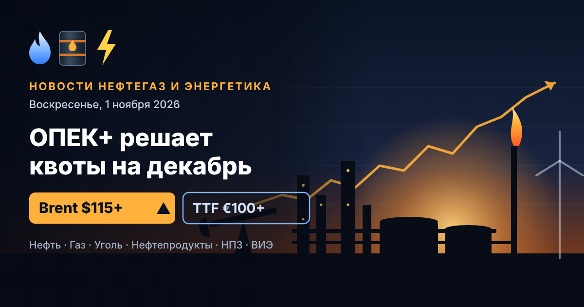 Berita minyak dan gas serta energi — Minggu, 1 November 2026: OPEC+ menetapkan kuota untuk Desember, Brent di atas $115 setelah serangan terhadap kilang Saudi