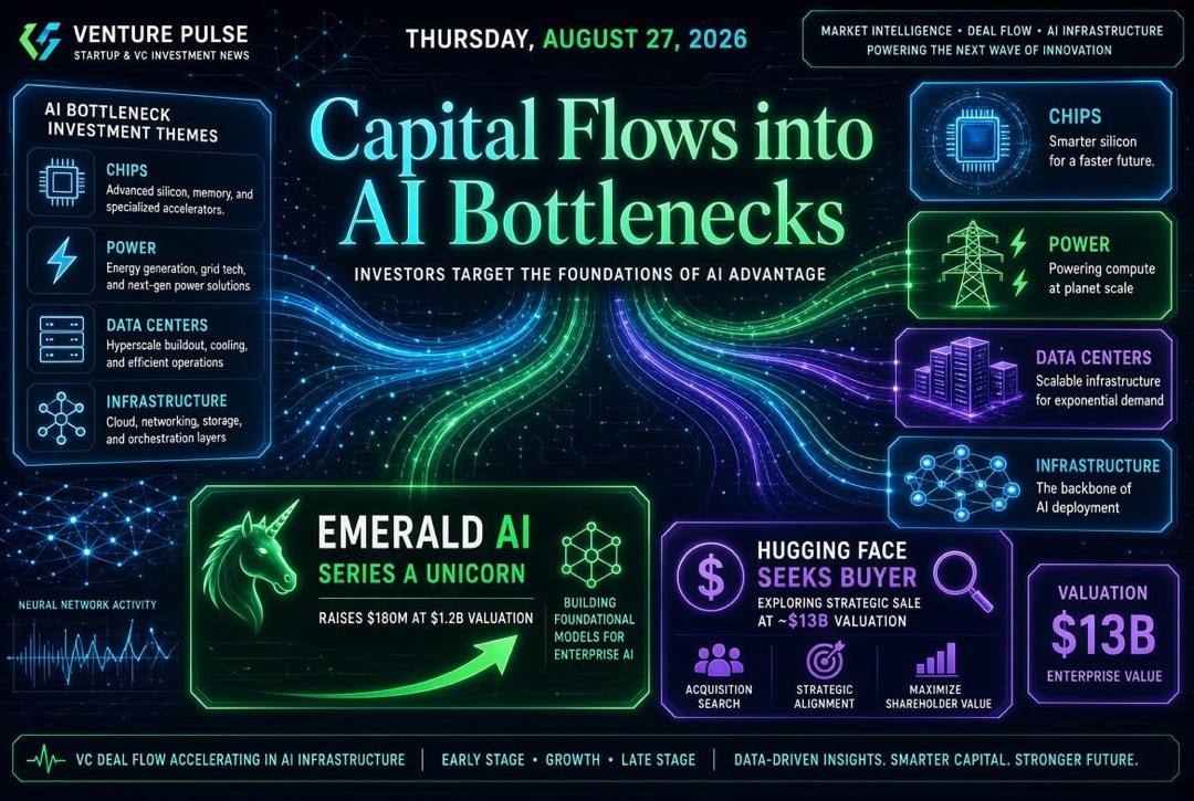 Berita Startup dan Investasi Ventura - Kamis, 27 Agustus 2026: Modal Mengalir ke "Celah Sempit" AI, Emerald AI Menjadi Unicorn pada Series A, dan Hugging Face Mencari Pembeli dengan Harga $13 Miliar