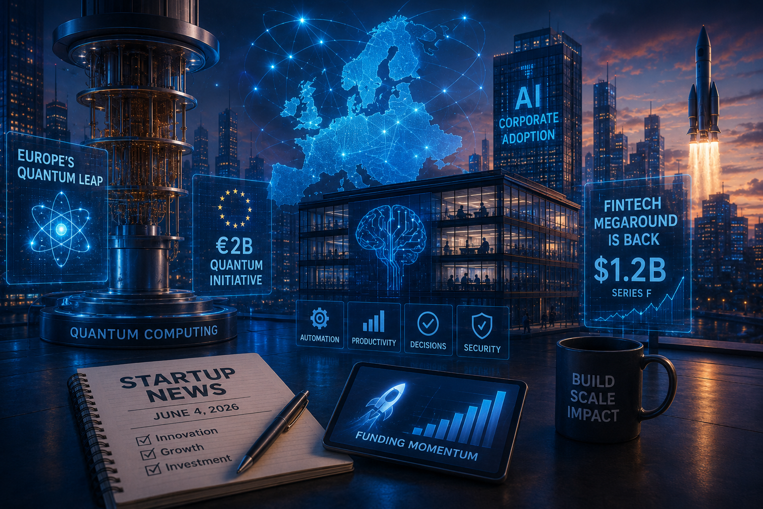 Berita Startup dan Investasi Ventura, Kamis, 4 Juni 2026: Terobosan Kuantum Eropa, AI Korporat, dan Kembalinya Megaround Fintech