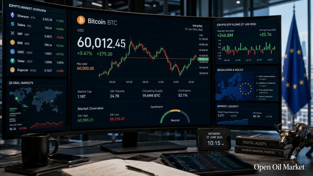 Pasar Cryptocurrency Global 27 Juni 2026: Bitcoin, Ethereum, Aliran ETF, Stablecoin, dan Regulasi MiCA