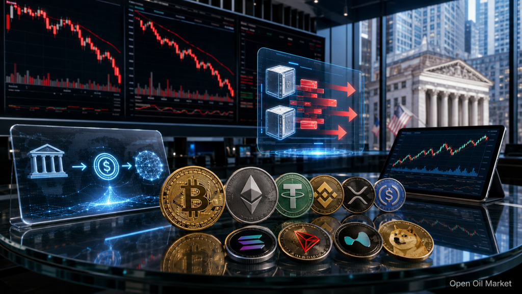 Berita Cryptocurrency 1 Juni 2026, Bitcoin dan Ethereum di tengah grafik perdagangan, arus keluar ETF, stablecoin, dan 10 cryptocurrency teratas