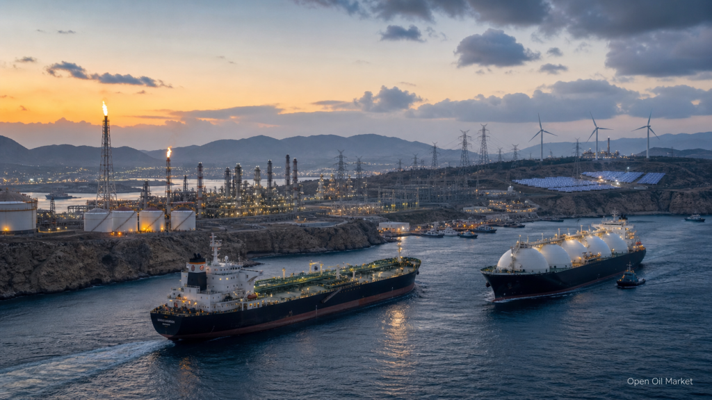 Pasar Energi Global 5 Mei 2026: minyak, gas, LNG, kilang, listrik, dan energi terbarukan.